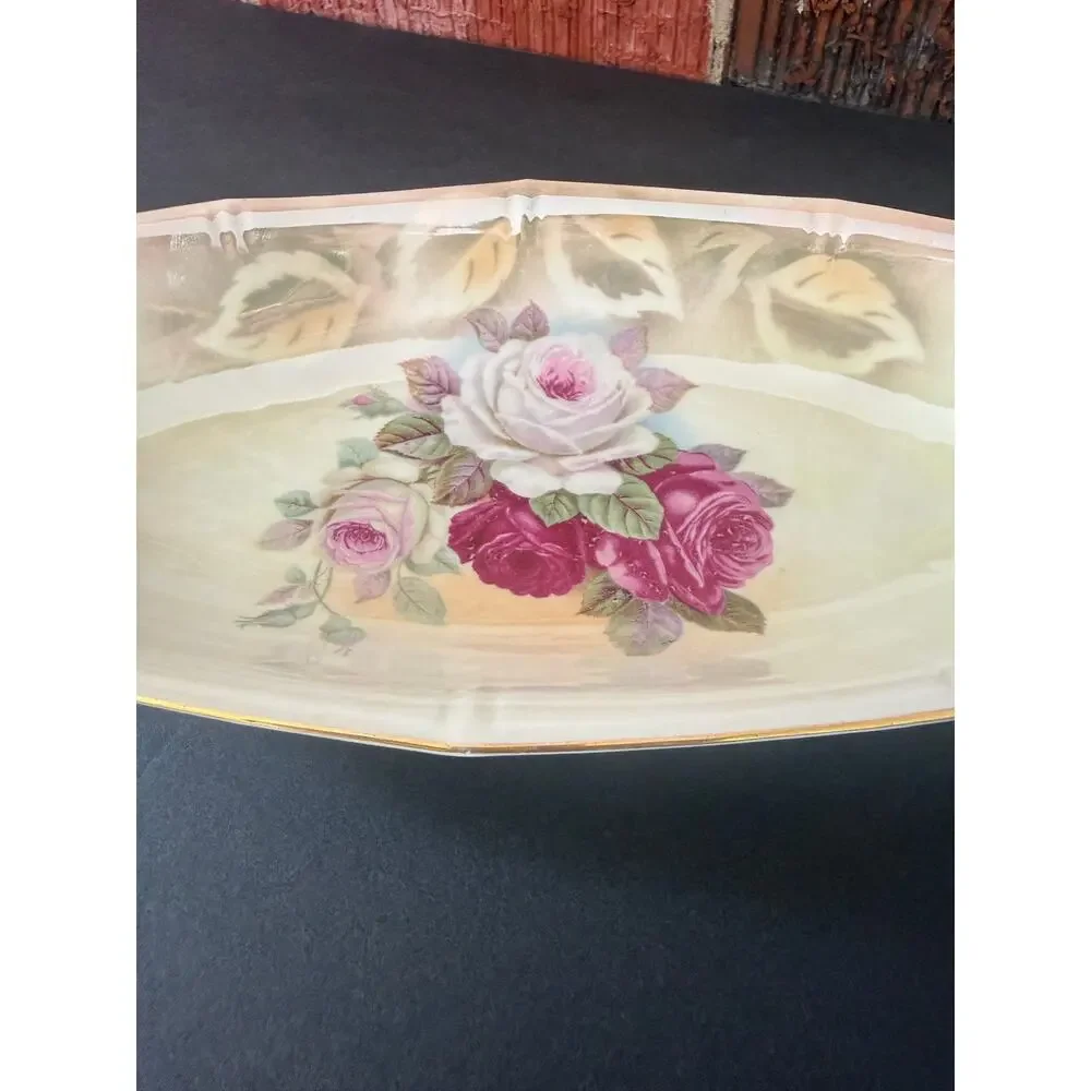 Antique E.S. Germany Prov Saxe Rose Porcelain Celery Relish Dish